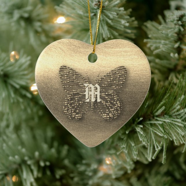 Joli Papillon Or Ajouter un ornement Monogramme (Arbre)