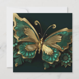 Joli Papillon Vert et Or Vintage