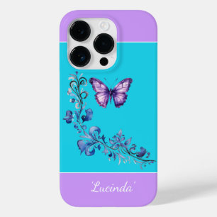 Joli papillon violet Scroll iPhone 14 Pro Coque