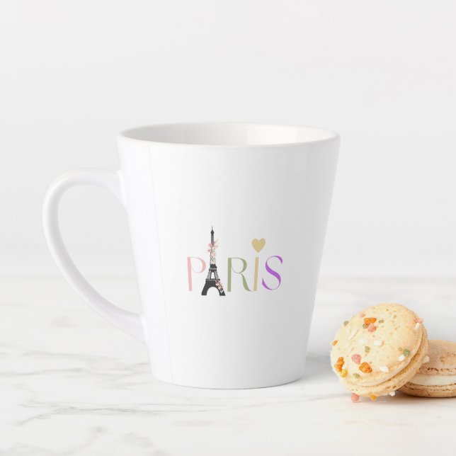 Joli Paris Text & Tour Eiffel Latte Café Mug (En situation)
