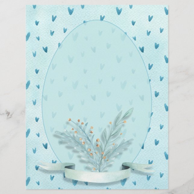 Joli Pastel Blue Hearts Aquarellerie (Devant)