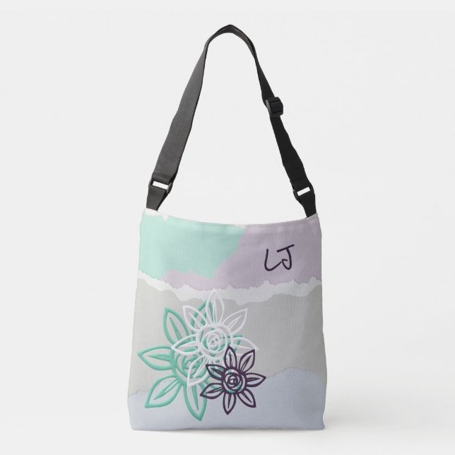 Joli Pastel Floral Sac fourre-tout Monogramme (Devant)