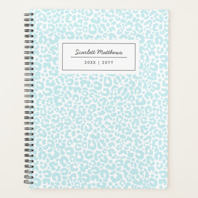 Joli Pastel Leopard Motif Nom d'impression Bleu (Devant)