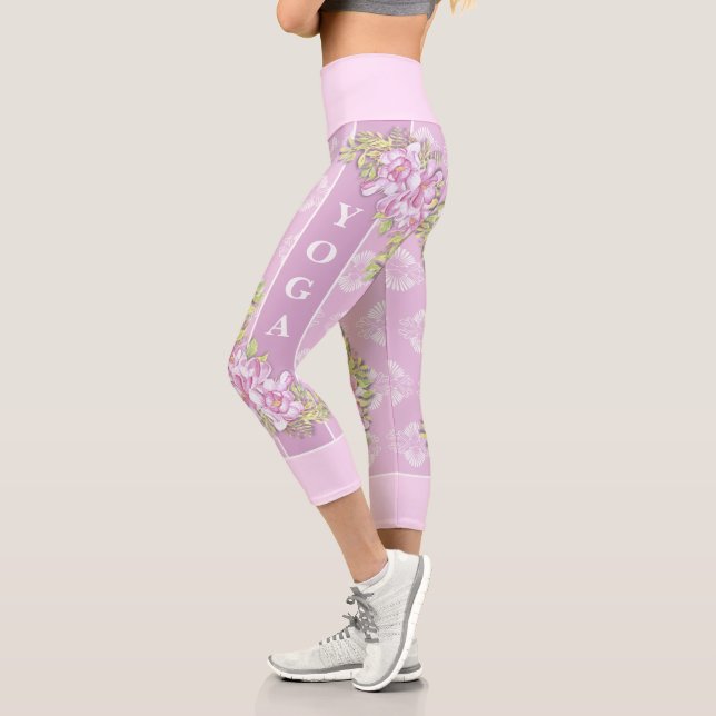 Joli Pastel rose YOGA Capri Leggings (Gauche)