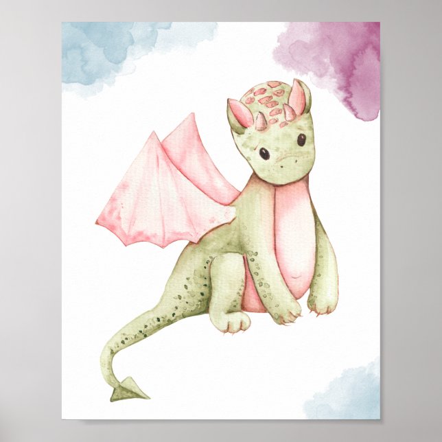 Joli Patel rose et vert Dragon Display Poster (Devant)