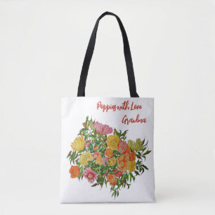 Joli pavot pastel doux avec grand sac d'amour