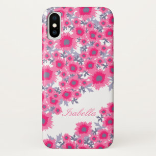 Joli pavot rose blanc damassé nom coque iphone