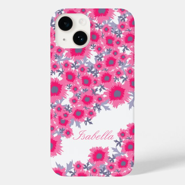 Joli pavot rose blanc nom coque iphone (Verso)