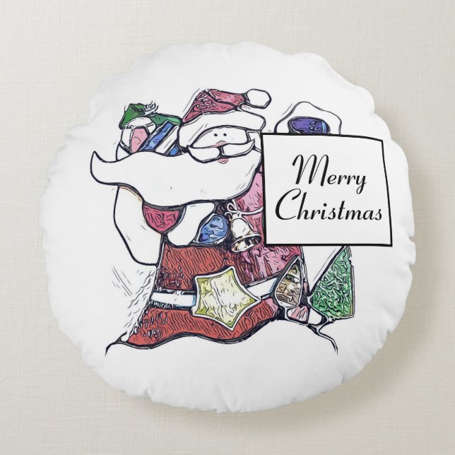Joli Père Noël coussin Coussin rond Noël (Devant)