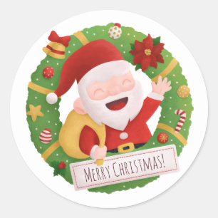 Joli Père Noël décoration autocollant de couronne