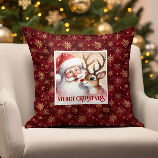 Joli Père Noël et oreiller de Noël de Rudolph déco (Cute Santa and Rudolph Christmas Pillow Home Accent

)