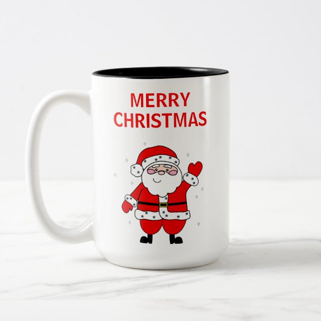 Joli Père Noël Joyeux Noël Mug à café à deux tons (Gauche)