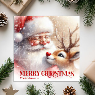 Joli Père Noël Rudolph Puzzle de vacances personna