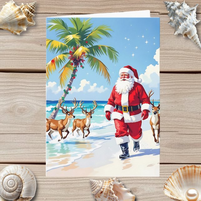 Joli Père Noël sur la plage et modèle de photo Noë (Créateur téléchargé)