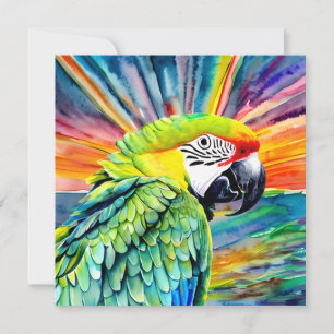 Joli perroquet vert de style aquarelle généré par 
