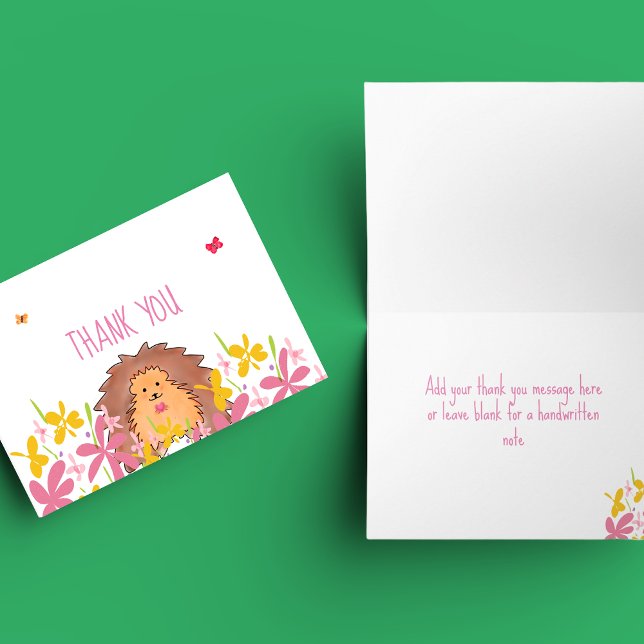 Joli petit Baby shower de hérisson Carte de remerc (Créateur téléchargé)