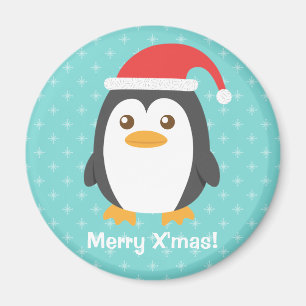 Joli Petit Chapeau de Noël de Manchot Magnet