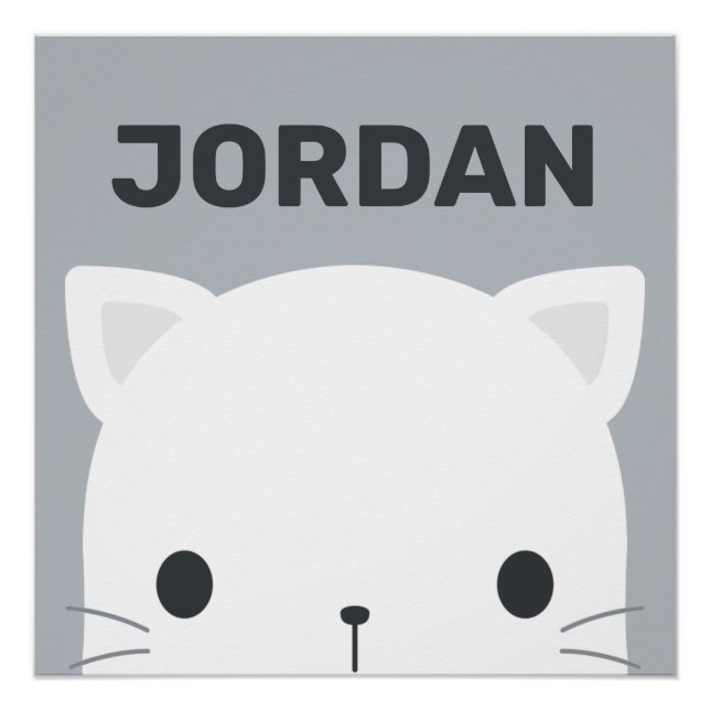 Joli Petit Chat avec Affiche de Nom Personnalisé (Devant)