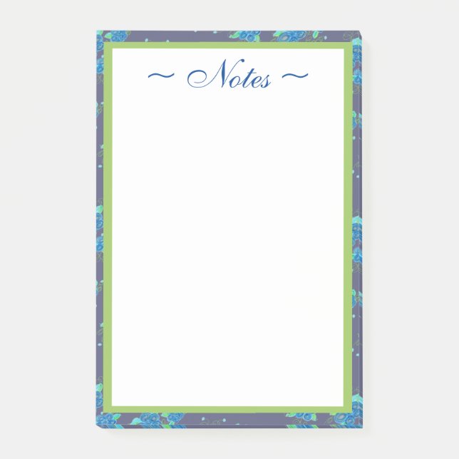 Joli Petit Denim Blue Flowered Post-It Notes (Devant)