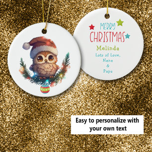 Joli petit hibou joyeux ornement de Noël