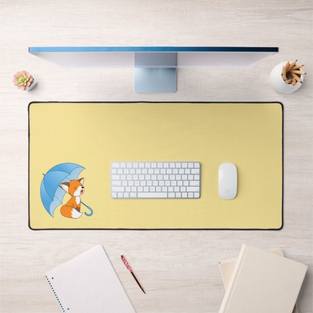 Joli Petit Renard dormant sous parapluie sur Jaune (Bureau 1)