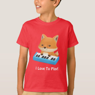 Joli Petit Renard J'aime Jouer du Piano T-Shirt En