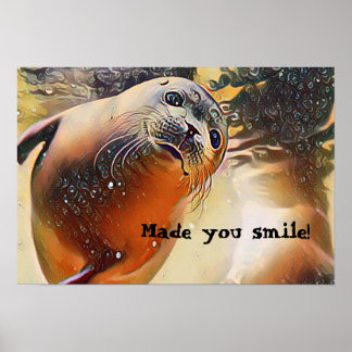 Joli Phoque Faune Pop Art Made You Smile Poster