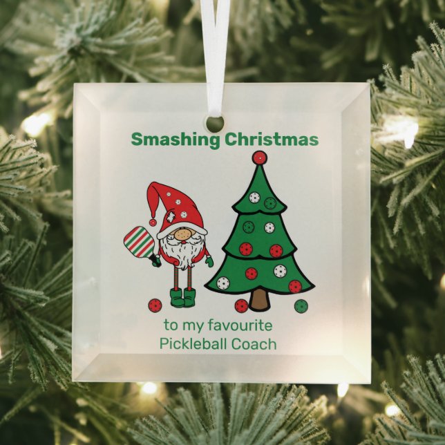 Joli Pickleball Joyeux Ornement en verre de Noël (Insitu)