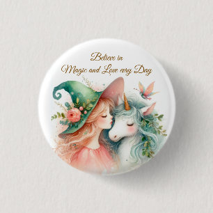 Joli pin's licorne sorcière Magie Aquarelle Fantai