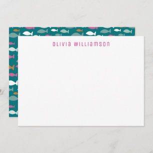 Joli poisson vert Carte pour notes sous-marin