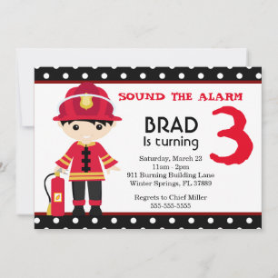 Joli pompier Invitation fête d'anniversaire
