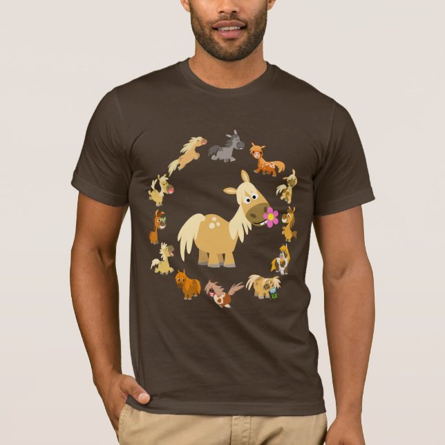 Joli Ponies Cartoon Mandala T-Shirt (Devant)