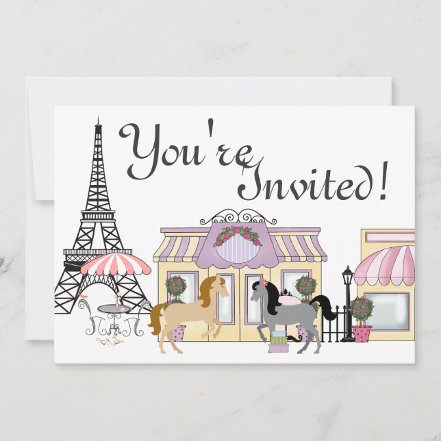 Joli Ponies Paris Horse Invitation Anniversaire (Devant)