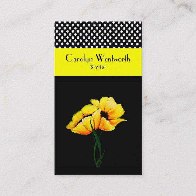 Joli Poppies Jaunes et Carte de visite Polka Dot (Devant)