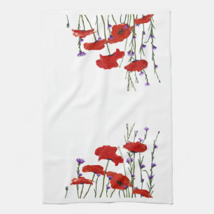 Joli Poppies Rouges Serviette de cuisine