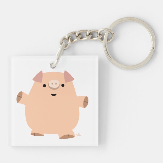 Joli porte-clés en acrylique Cochon de dessin anim (Dos)