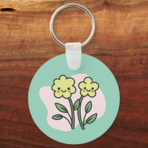 Joli porte-clés en acrylique Fleurs Jaunes Kawaii 