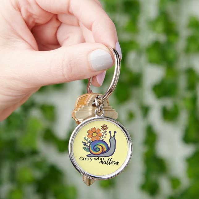 Joli porte-clés fleur retro arc-en-ciel escargot,  (main)