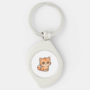 Joli porte-clés métallique en forme de chaton oran