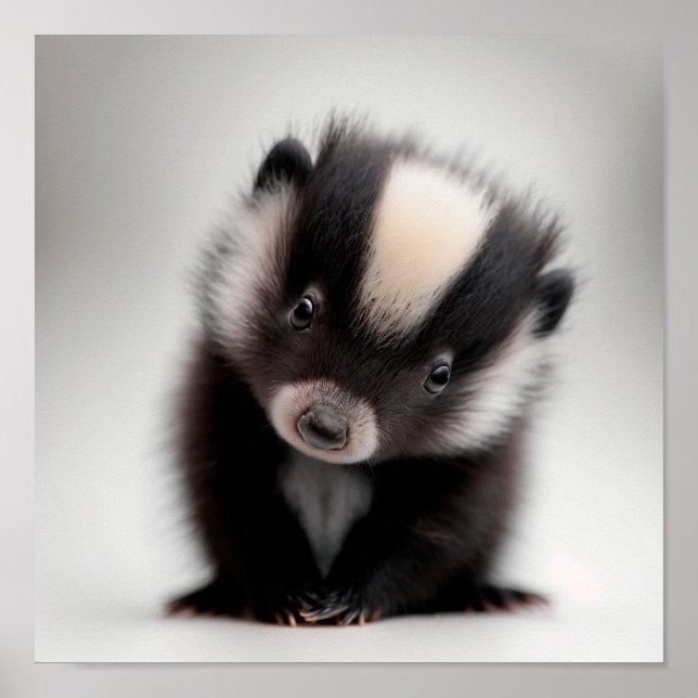 Joli portrait de bébé mouffette | Affiche carrée 1 (Devant)