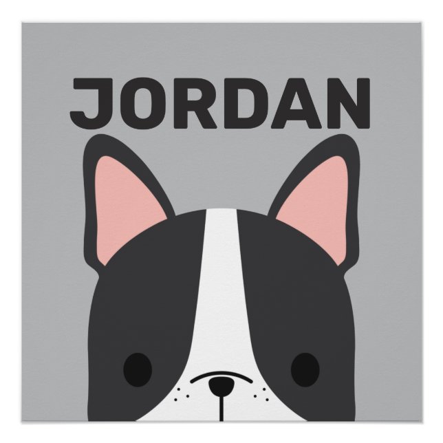 Joli poster de Bouledogue Français avec nom person (Devant)
