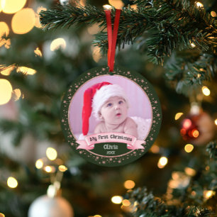 Joli Premier Noël Bébé Fille Deux Photo Souvenir