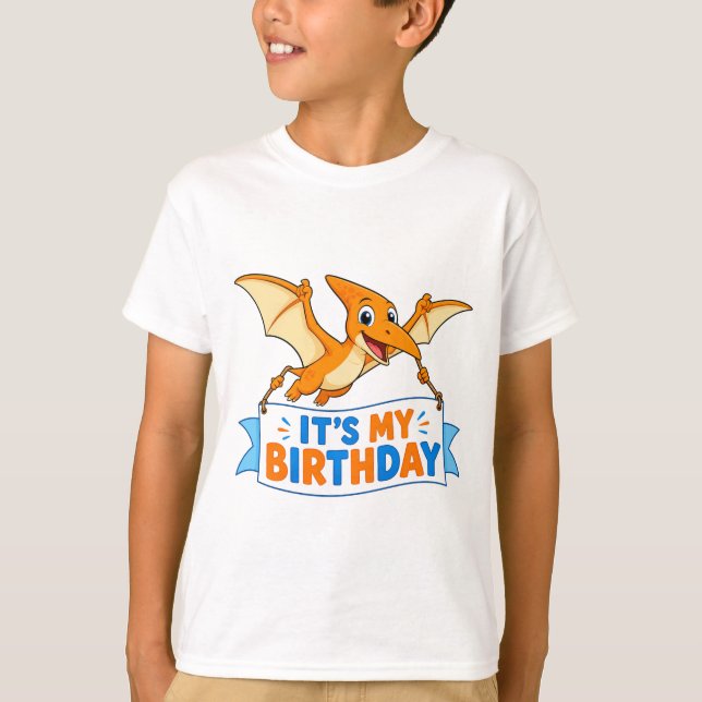 Joli Ptérodactyle C'est Mon Anniversaire T-Shirt E (Devant)