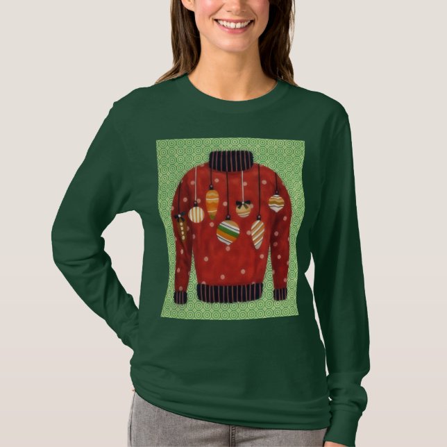 Joli pull moche sur un t-shirt à manches longues (Devant)
