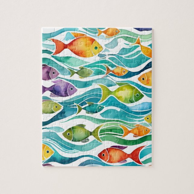 Joli puzzle de petits poissons. (Vertical)