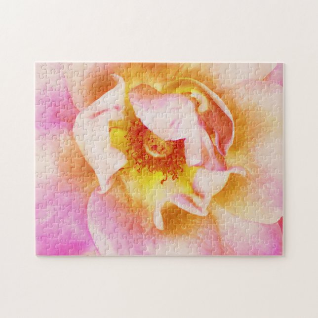 Joli puzzle Rose or et rose Fleur (Horizontal)