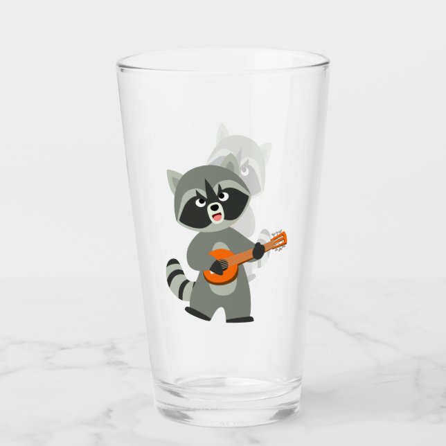 Joli Raccoon Cartoon Jouer Banjo Tumbler Verre (Devant)