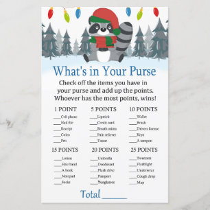 Joli Raccoon Noël Ce qui est dans votre jeu de sac