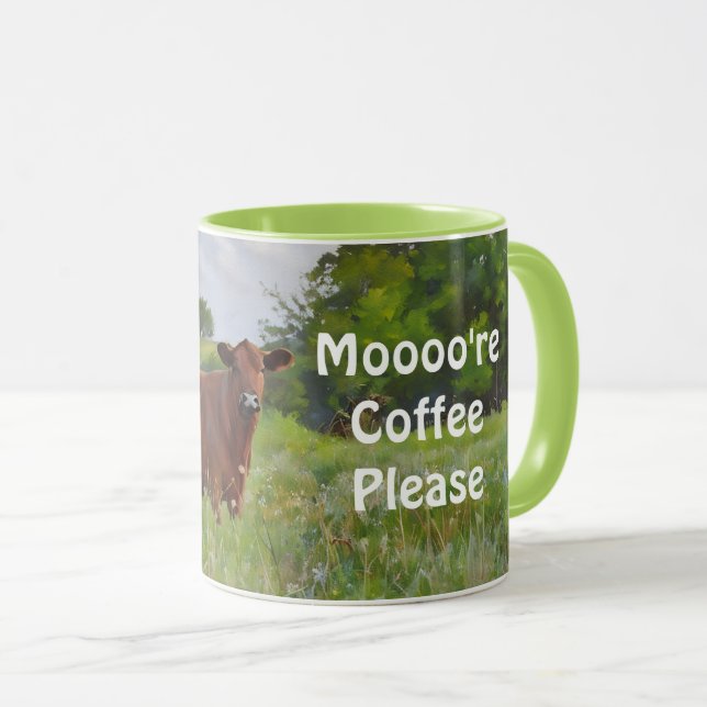 Joli Red Cow Art amusant café Mug (Devant droit)