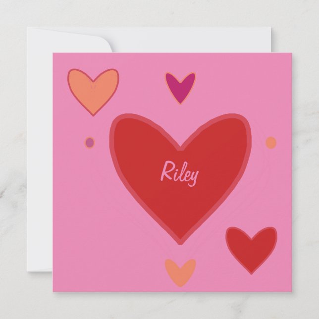 Joli Red & Peach Hearts Carte Saint-Valentin (Devant)